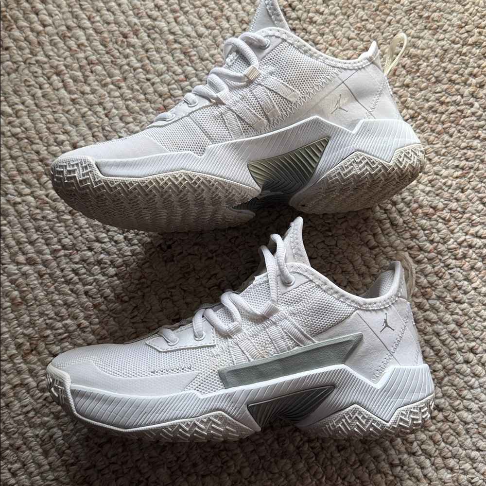Jordan’s Big Kids. White Athletic Sneakers